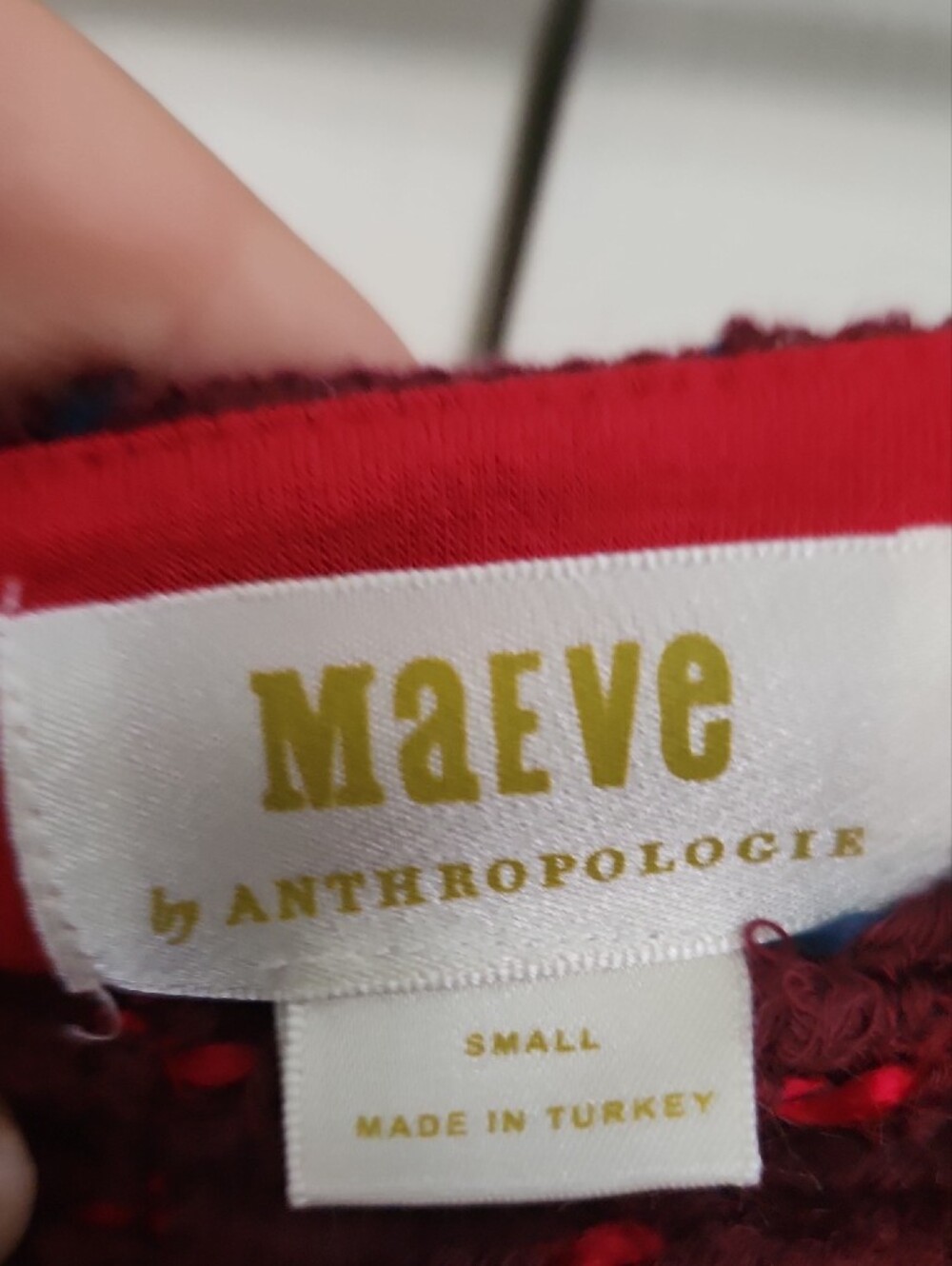 Anthropologie Maeve Burgundy Textured A-Line Knit Lined Skirt with Multicolor - Picture 2 of 13
